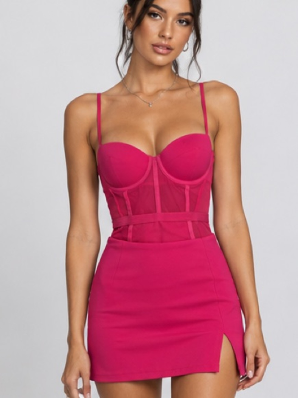 Forever 21 | TWO PIECE SET | Hot Pink | Body Suit & Mini Skirt